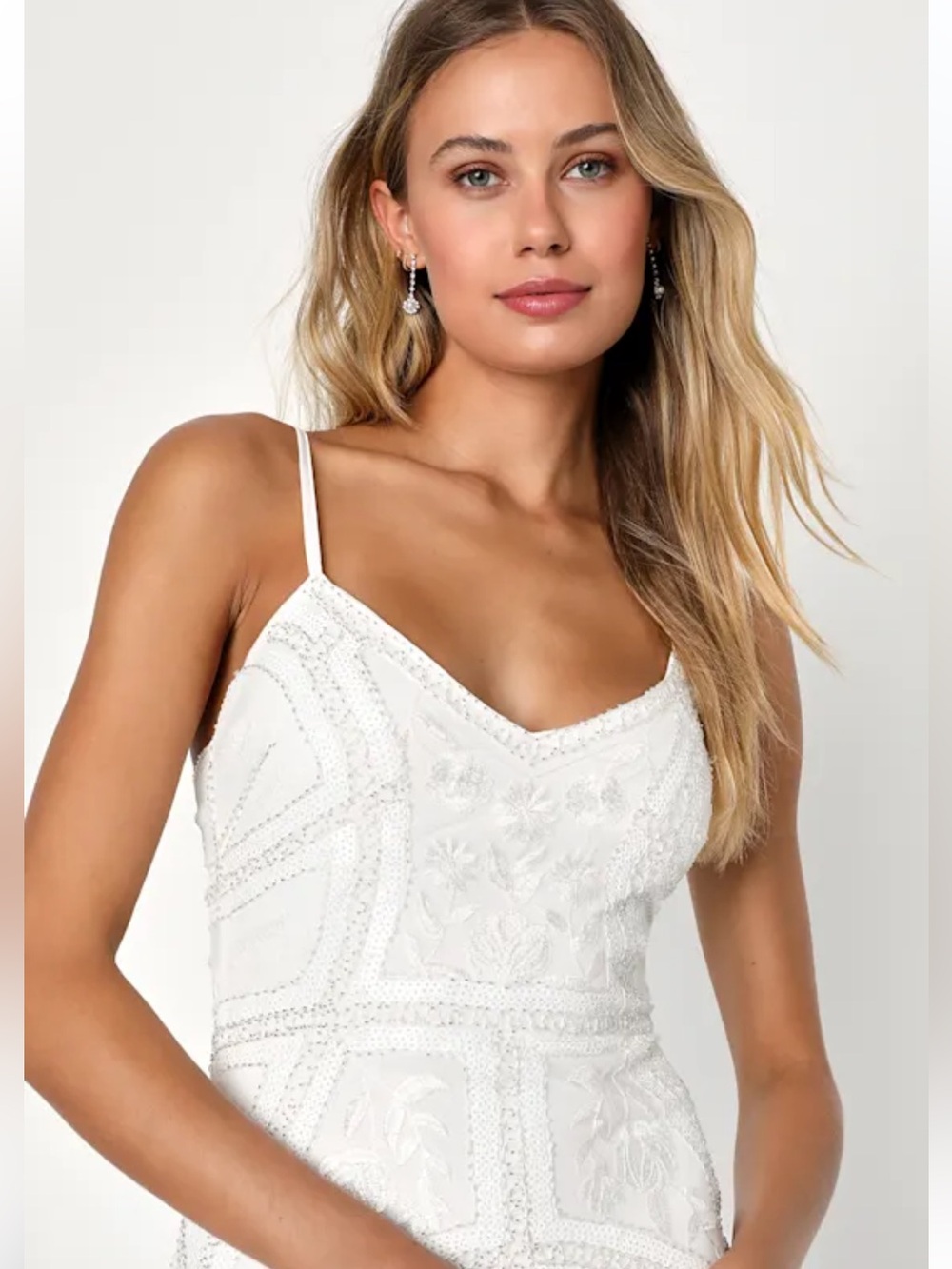 Lulus Alluring Interest White Sequin Embroidered Sleeveless Midi Dress - Picture 3 of 8